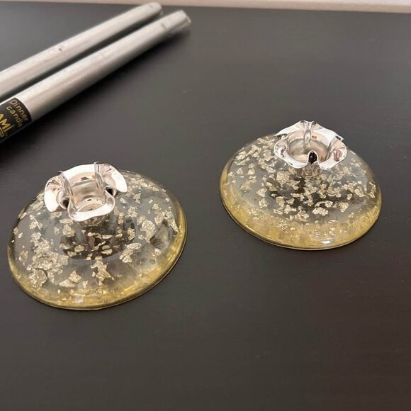 Vintage Lucite & Silver Flake Taper Candle Holders – 1960s/70s Mid-Century Glam - Picture 2 of 10